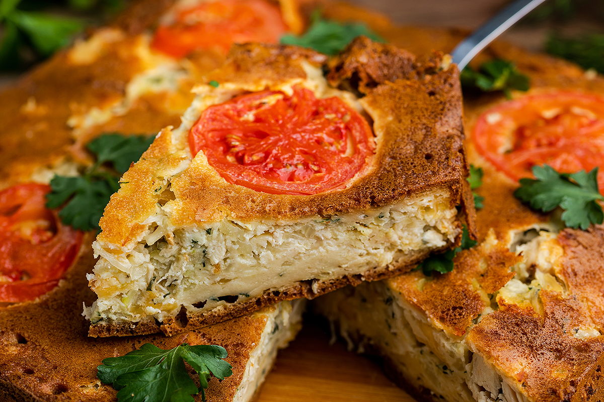 Заливной пирог с курицей и капустой